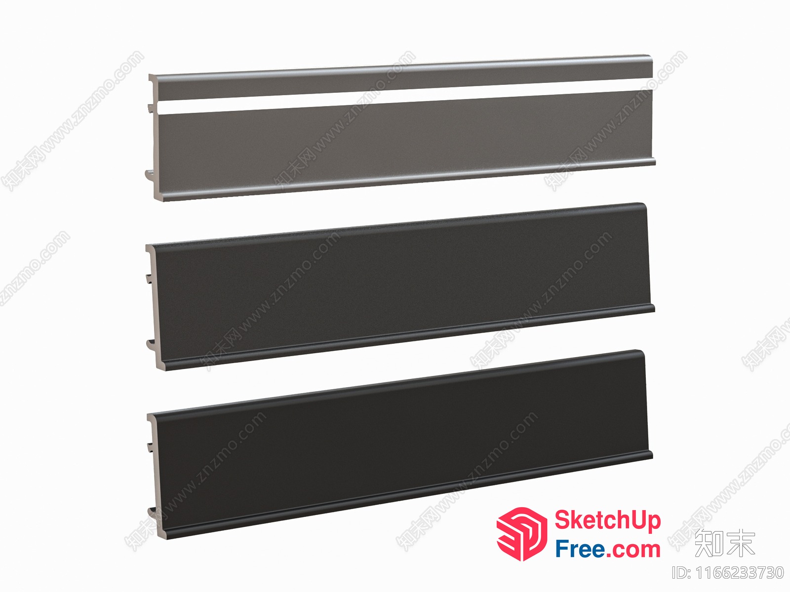 Three Black And Grey Rectangular Panels 3D SketchUp File