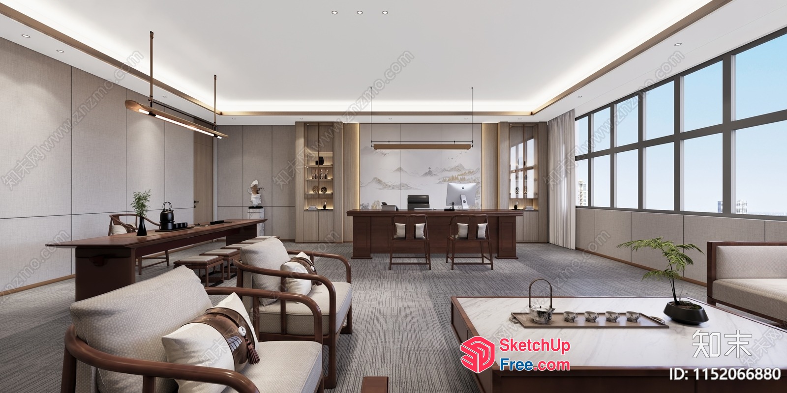 Modern Minimalist Office Interior 3D SketchUp File