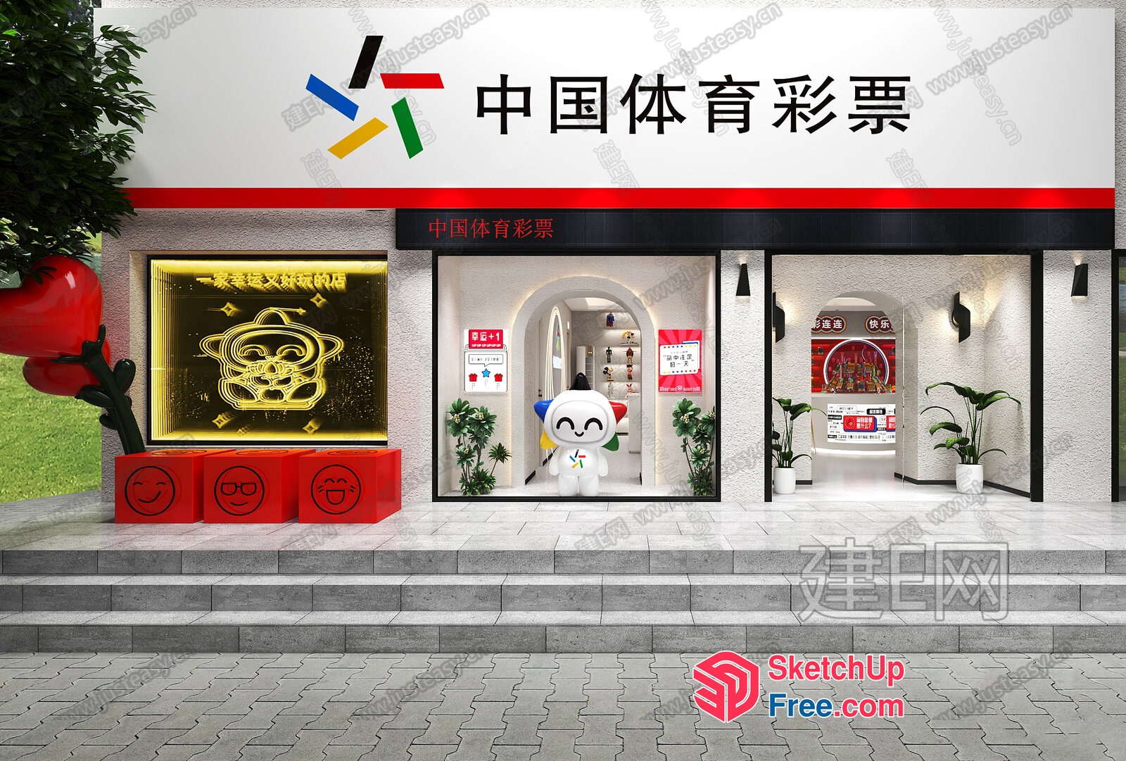 Chinese Style Shopfront With Traditional Decorations 3D SketchUp File