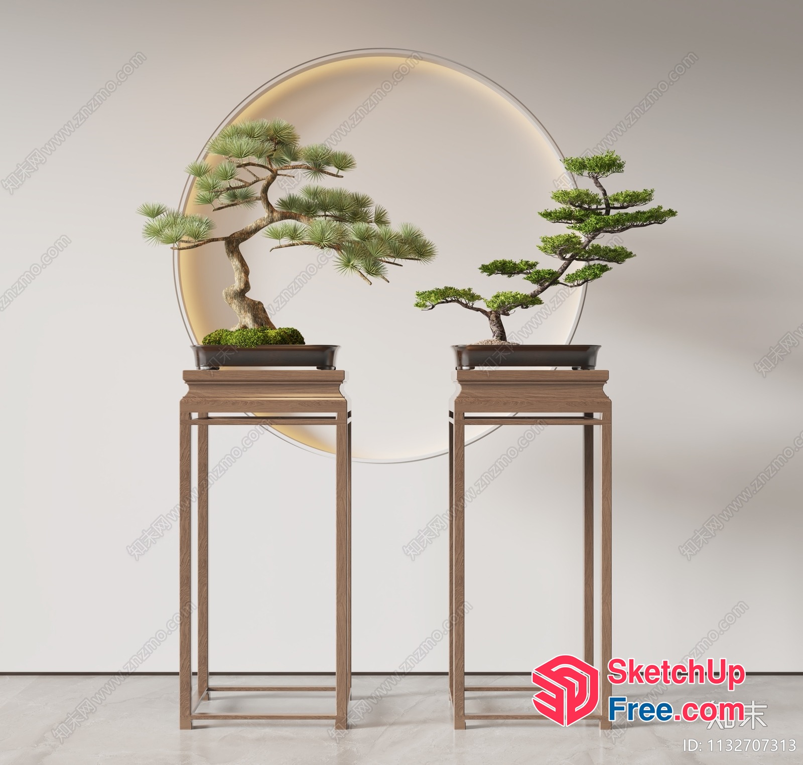 Two Elegant Bonsai Trees On Stands 3D SketchUp File