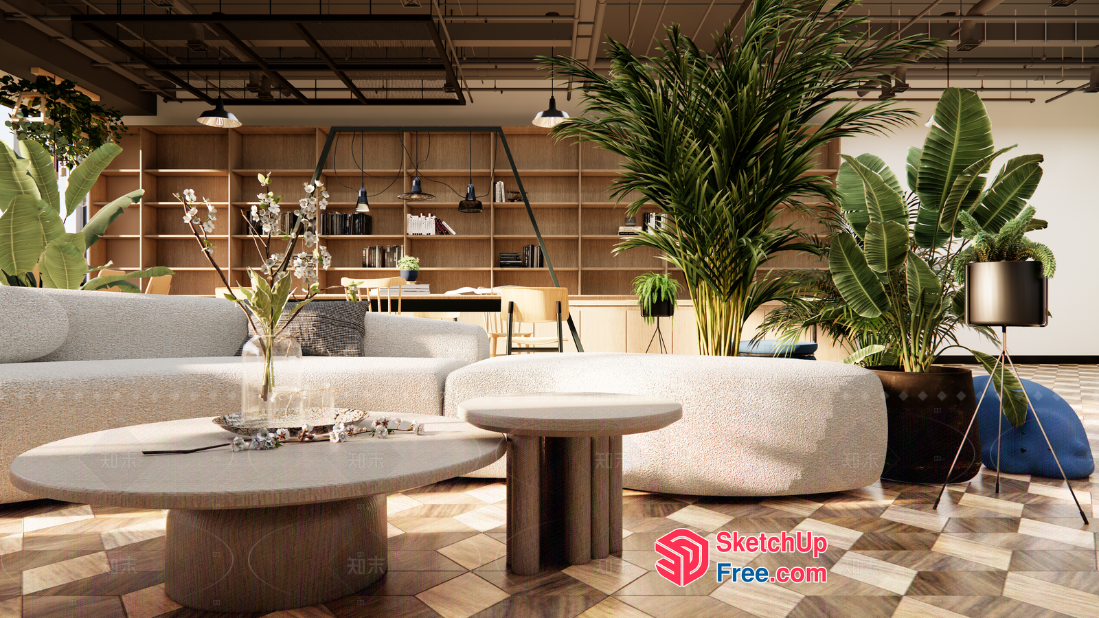 Modern Living Room With A Touch Of Nature 3D SketchUp File