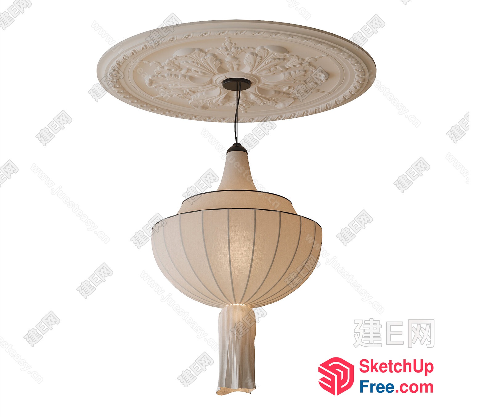 Elegant Ceiling Light Fixture With Ornate Design 3D SketchUp File
