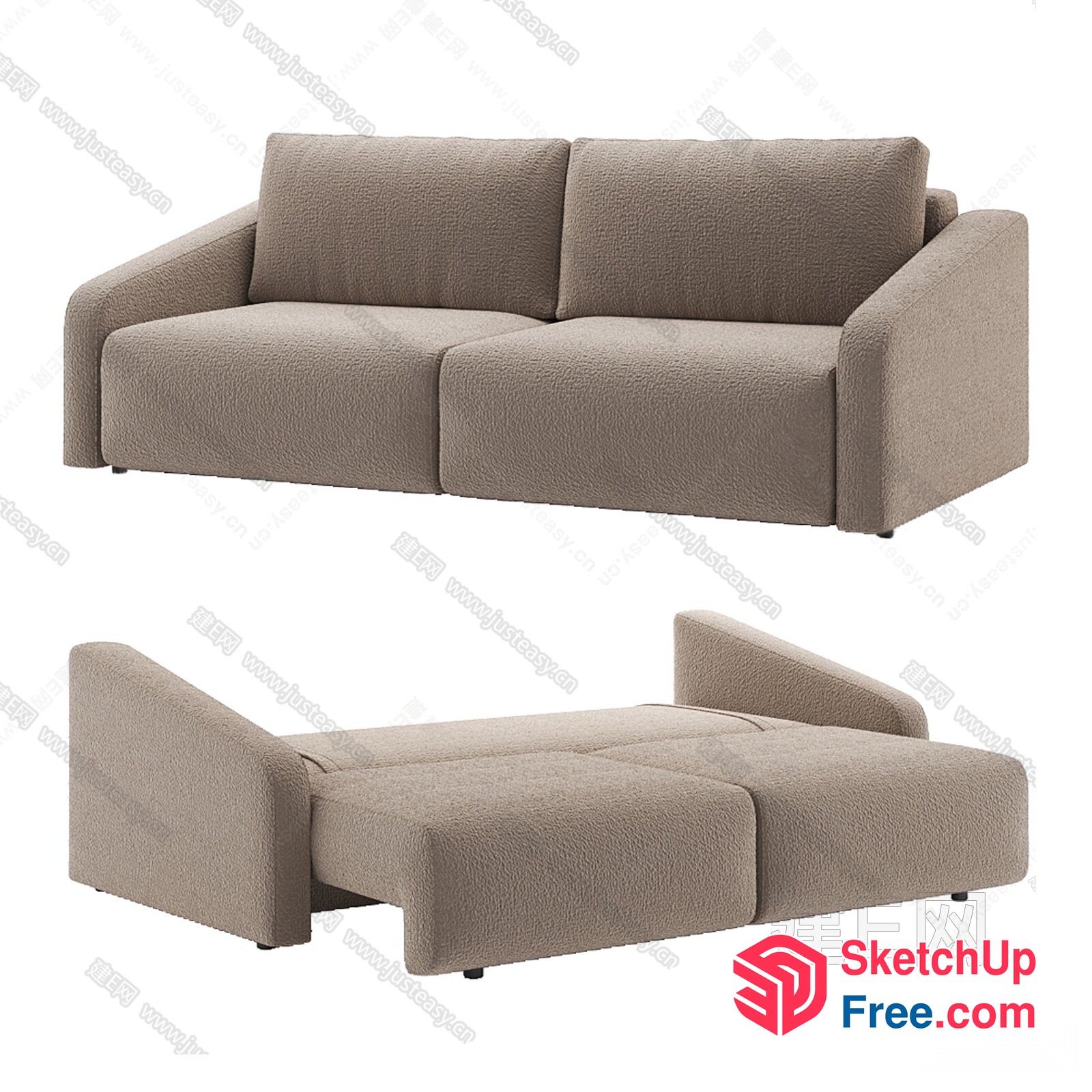 Modern Sofa With Sleek Lines And Neutral Color 3D SketchUp File