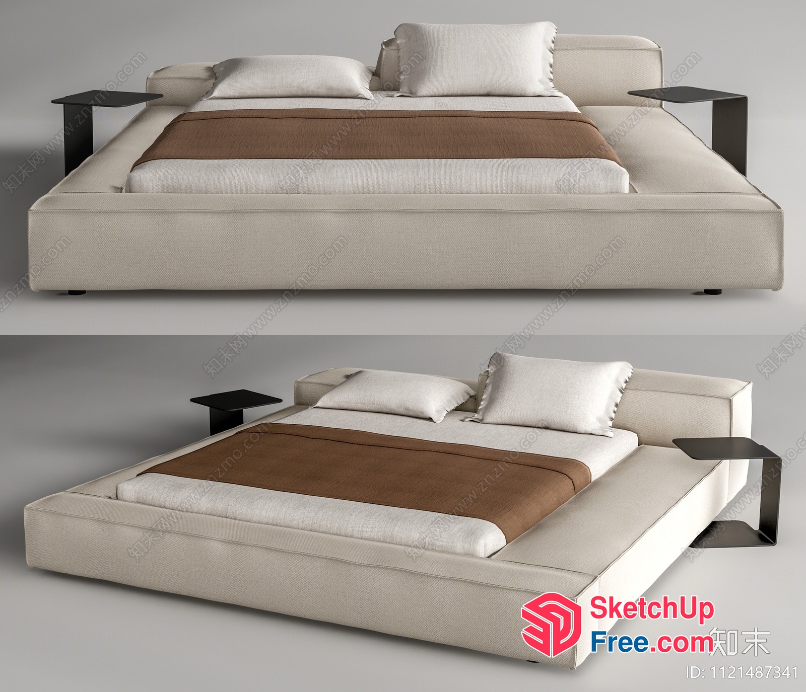 Modern Minimalist Bed Design With Sleek Black Accents 3D SketchUp File