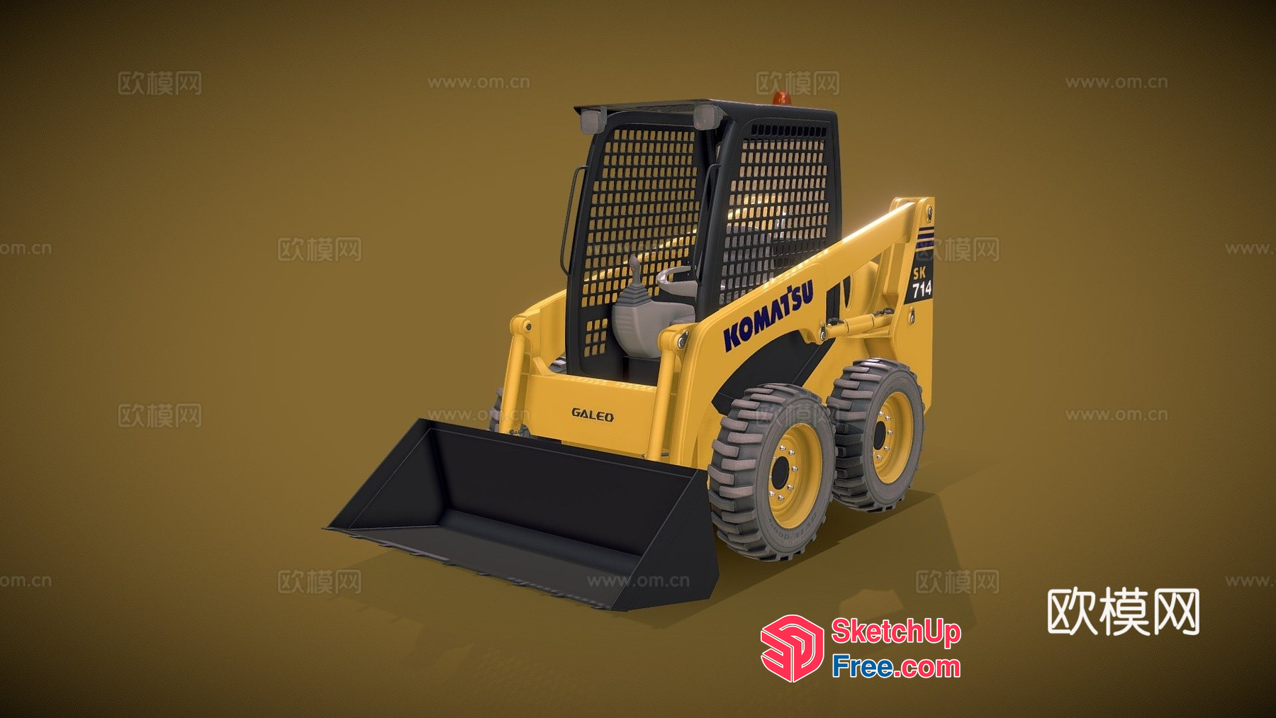 Yellow And Black Komatsu Skid Steer Loader 3D SketchUp File