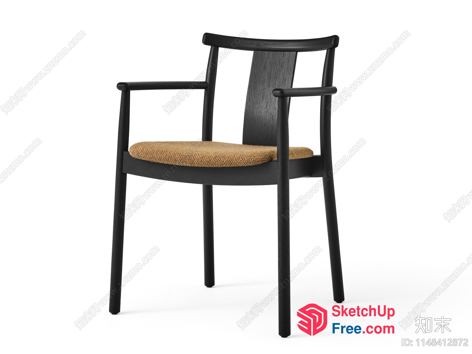 Simple Black Chair With Light Brown Cushion 3D SketchUp File