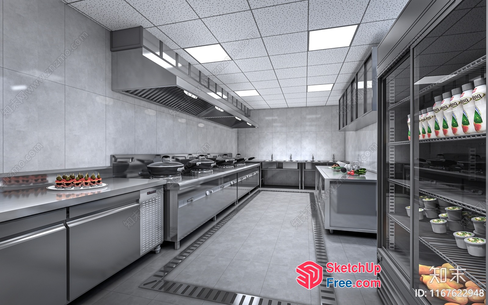 Modern Commercial Kitchen Interior 3D SketchUp File