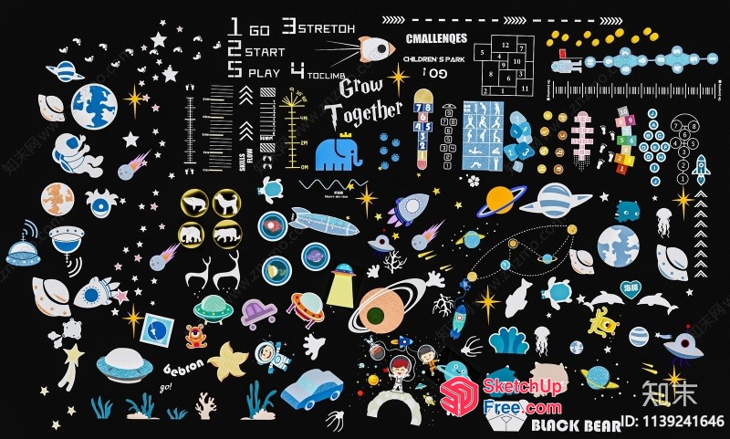 Space-Themed Decorative Elements For Interior Design 3D SketchUp File