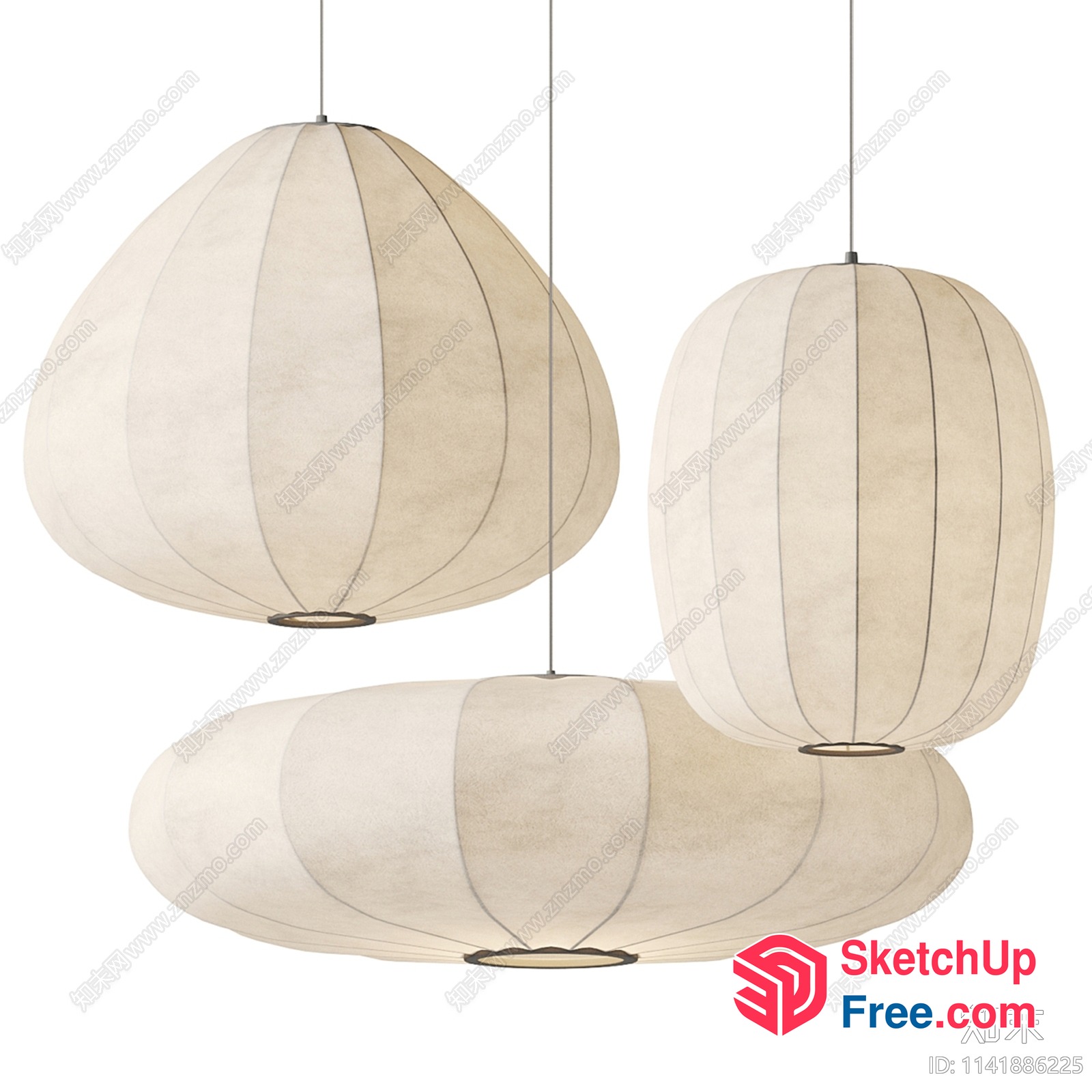 Three Hanging Lamps In Creamy Style 3D SketchUp File