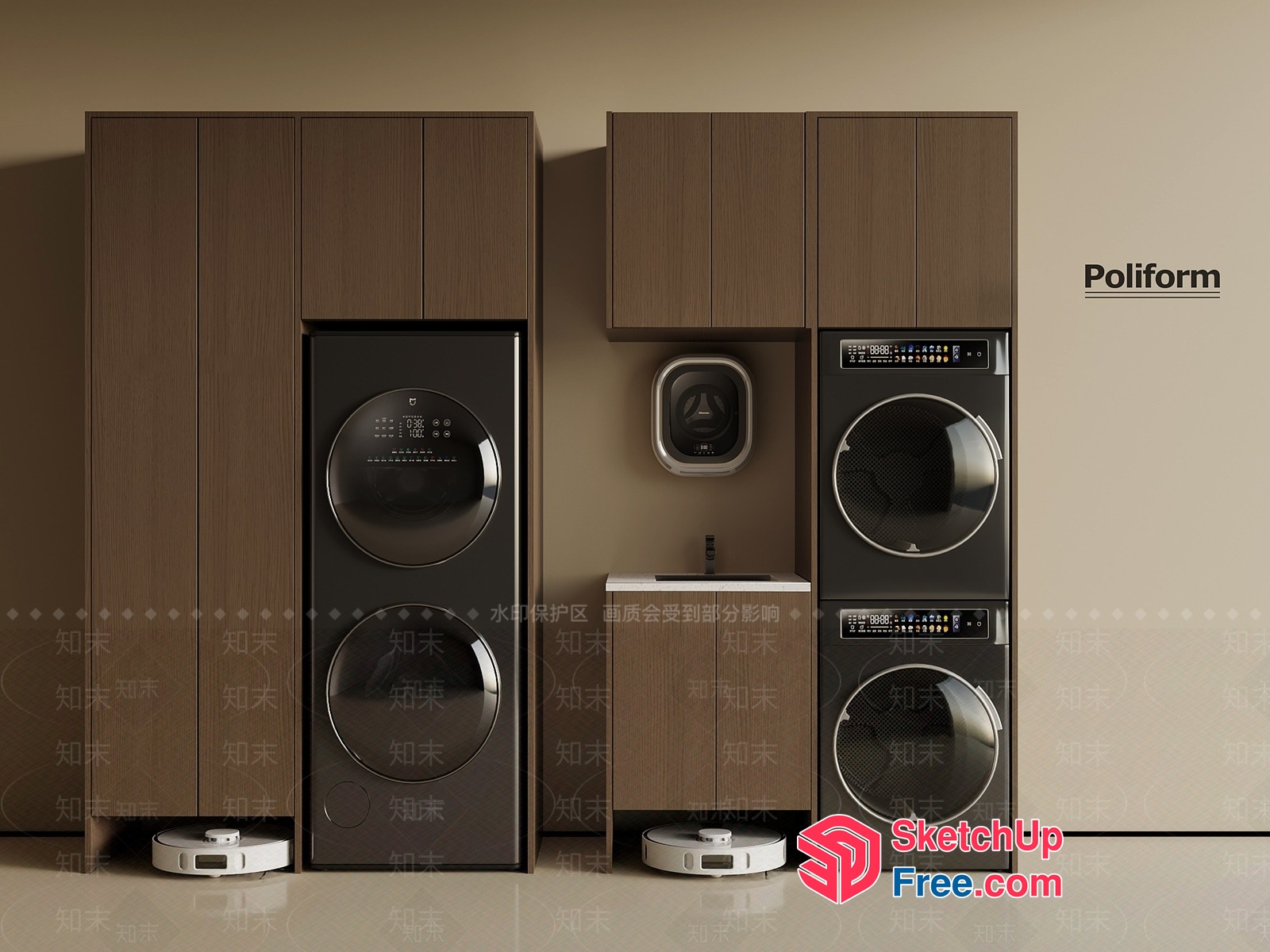 Modern Laundry Room With Poliform Furniture 3D SketchUp File