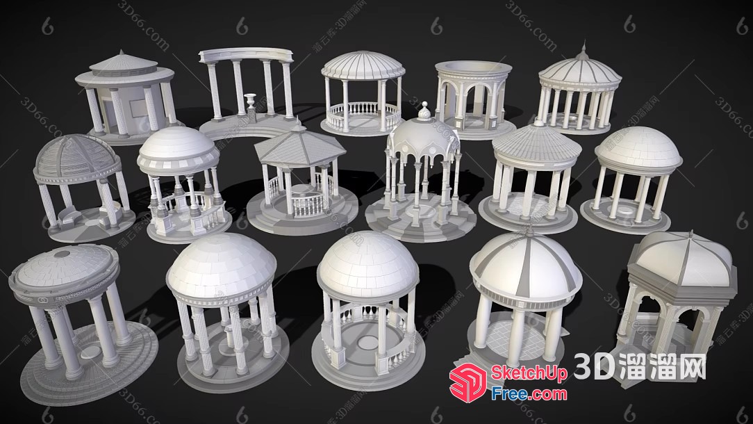 Classic White Gazebo Collection 3D SketchUp File