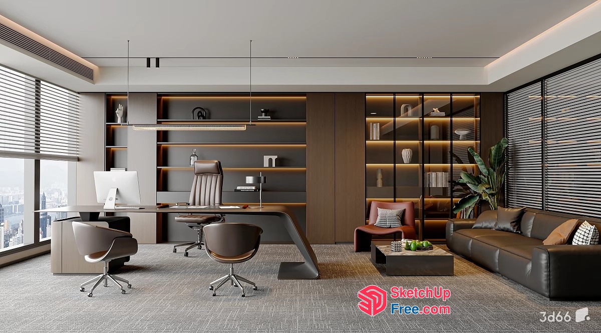 Modern Office Space With Sleek Furniture And Natural Light 3D SketchUp File