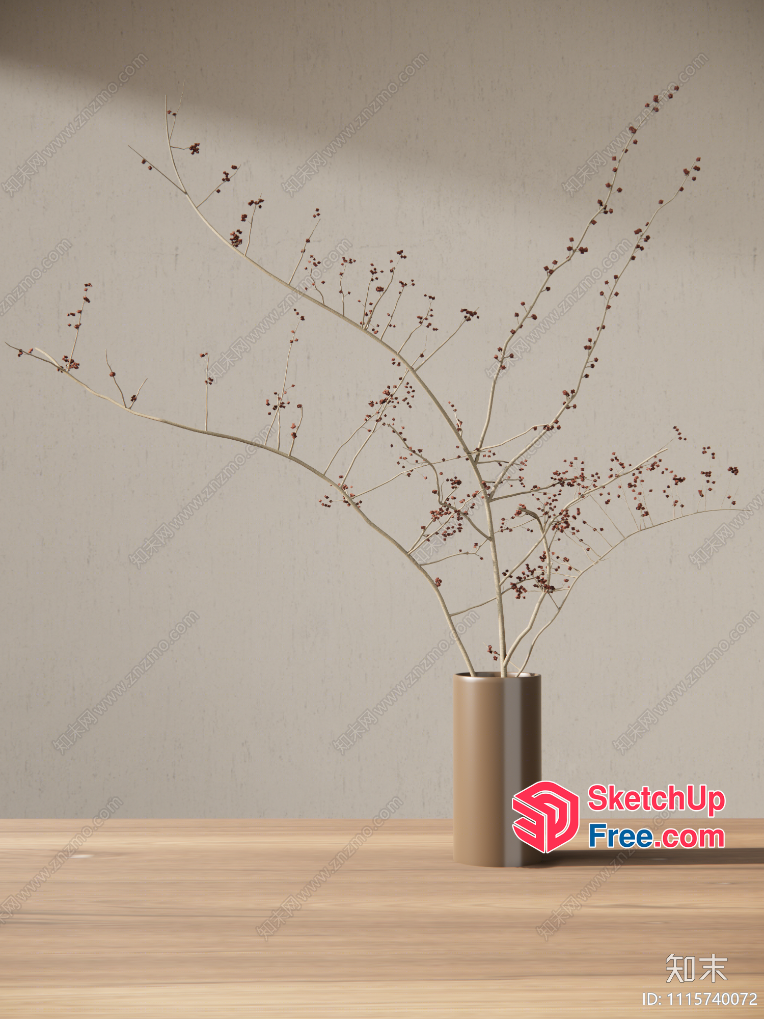 Elegant Minimalist Vase With Dried Flowers 3D SketchUp File
