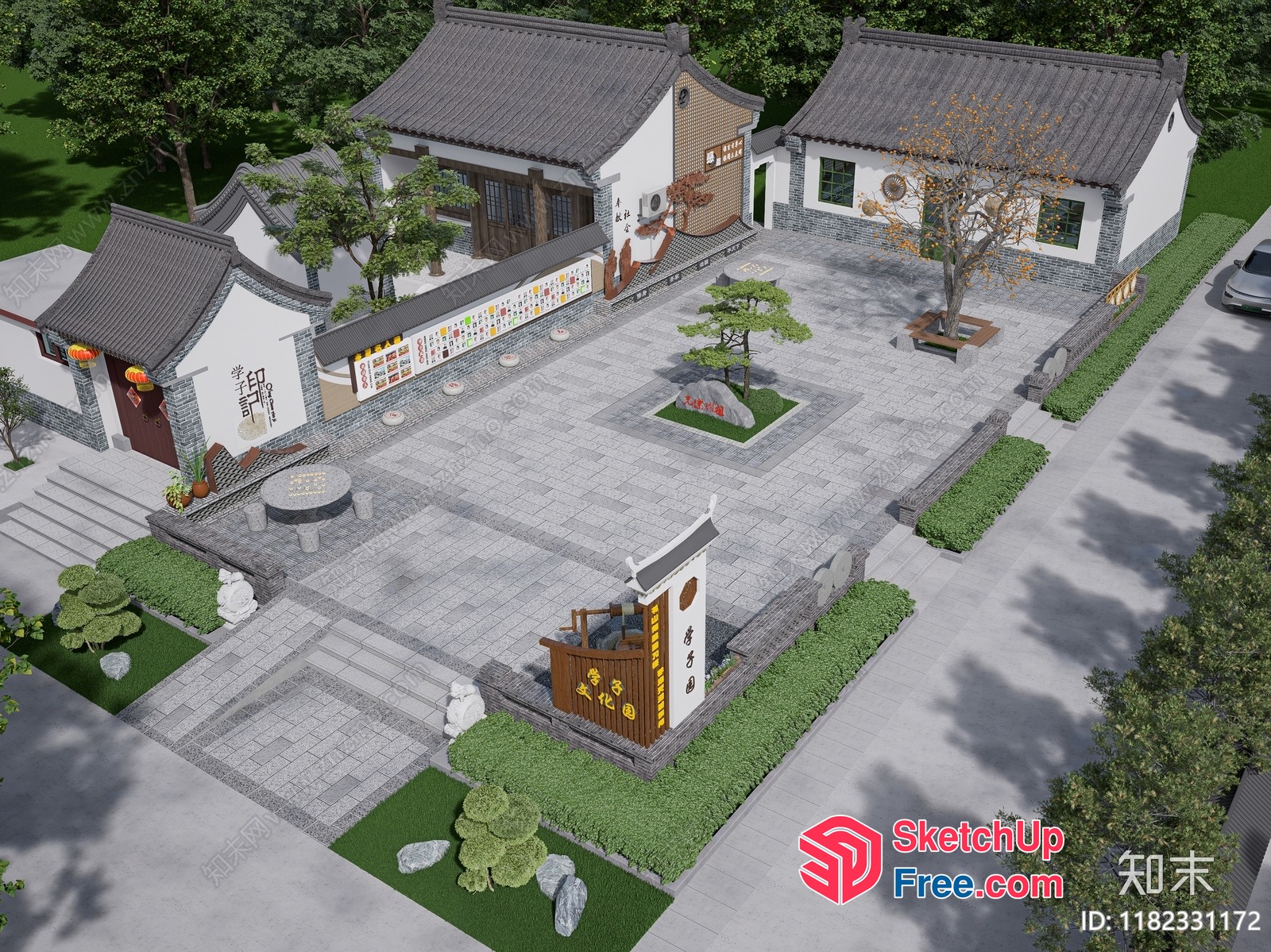 Traditional Chinese Village Scene 3D SketchUp File