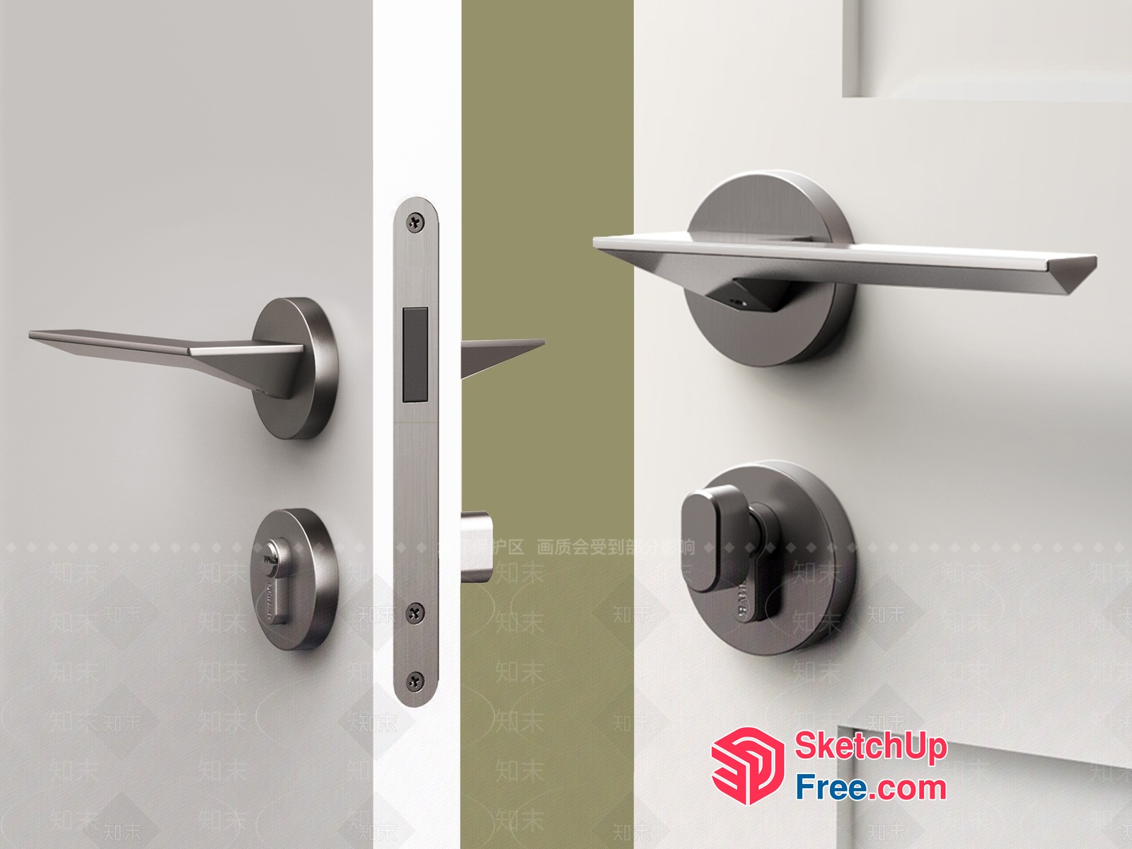 Modern Sleek Door Hardware 3D SketchUp File