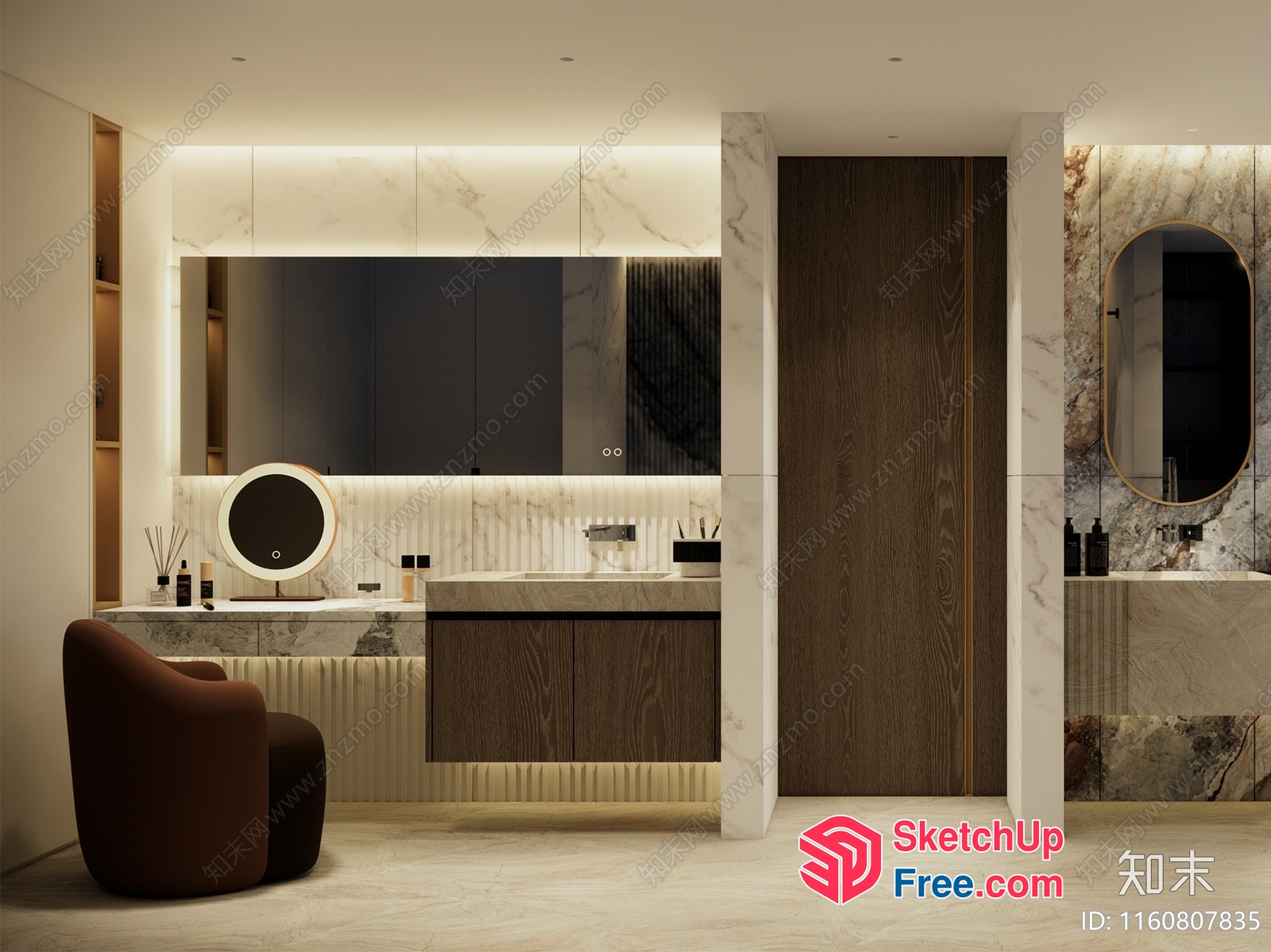 Modern Bathroom Interior With Marble Accents And Sleek Fixtures 3D SketchUp File