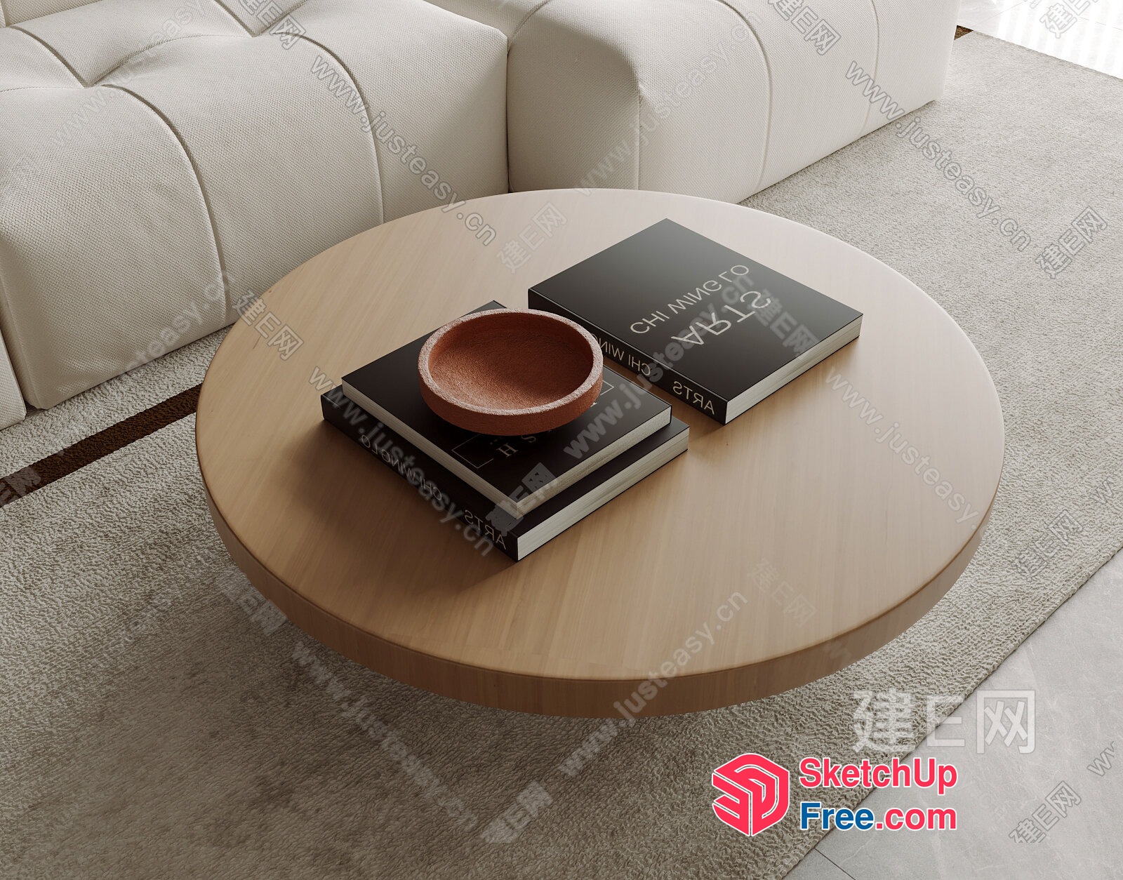 Minimalist Coffee Table In Creamy Style 3D SketchUp File