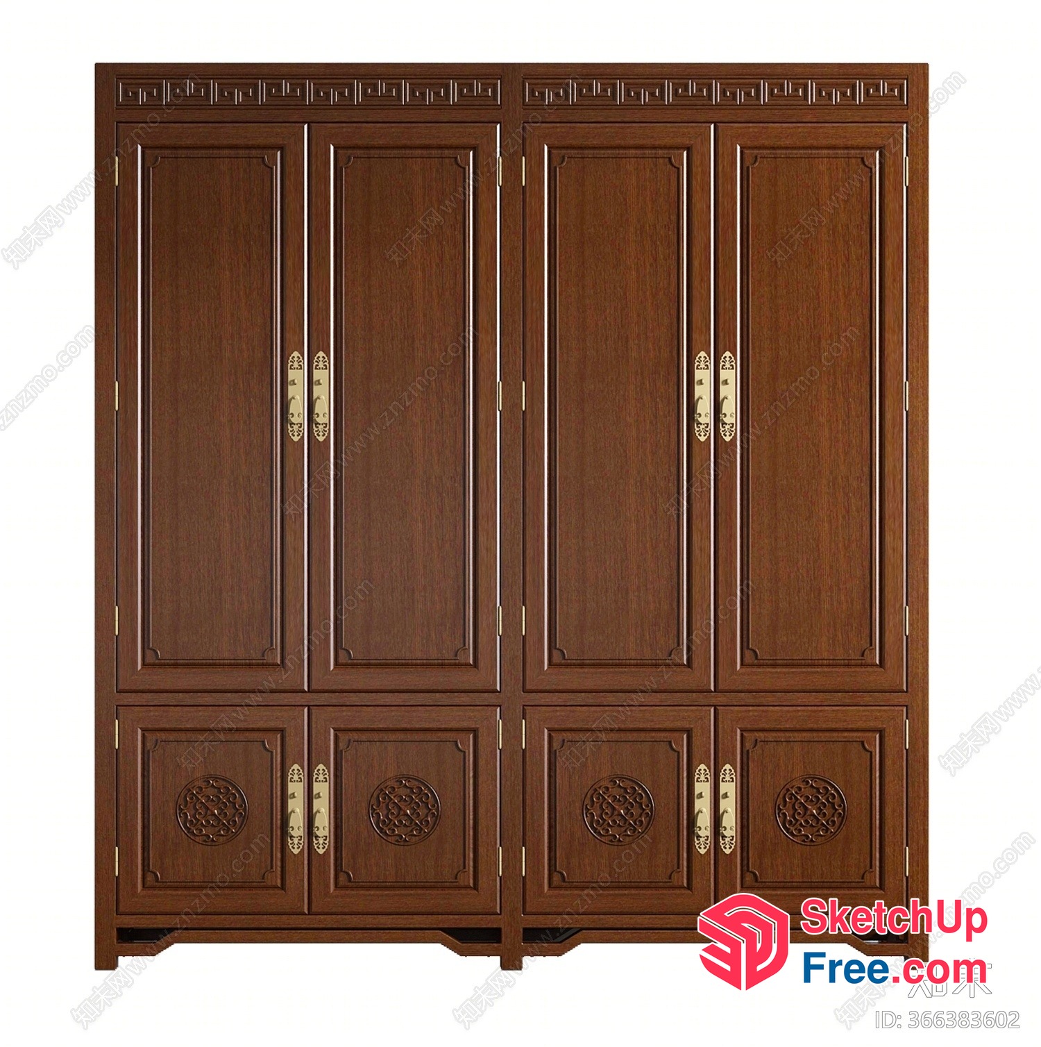 Ornate Wood Cabinet With Carved Details 3D SketchUp File