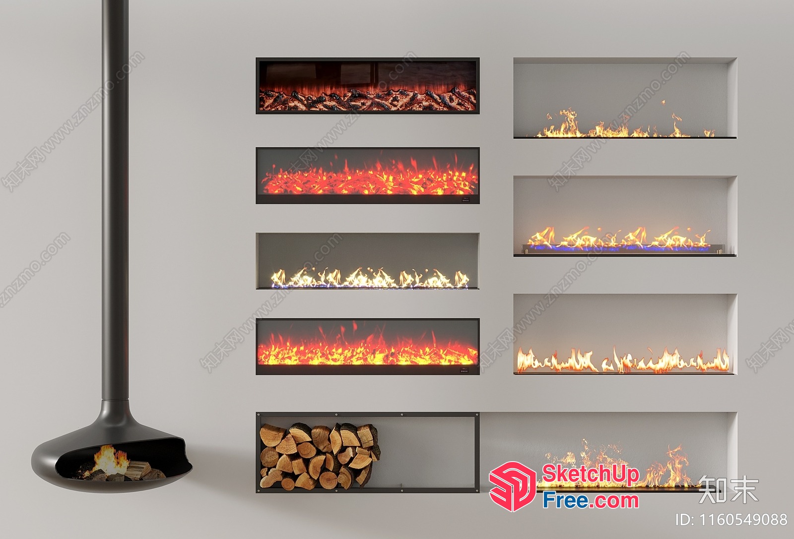 Fireplace Wall Display Collection 3D SketchUp File