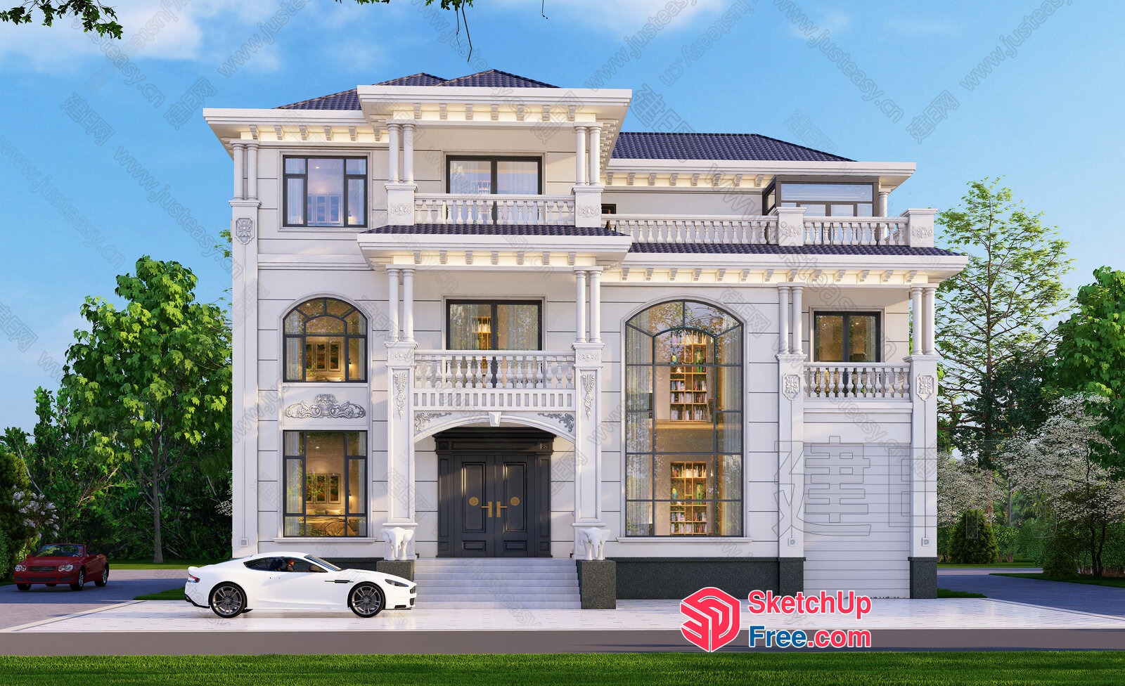 Classic European-Style Villa Exterior 3D SketchUp File