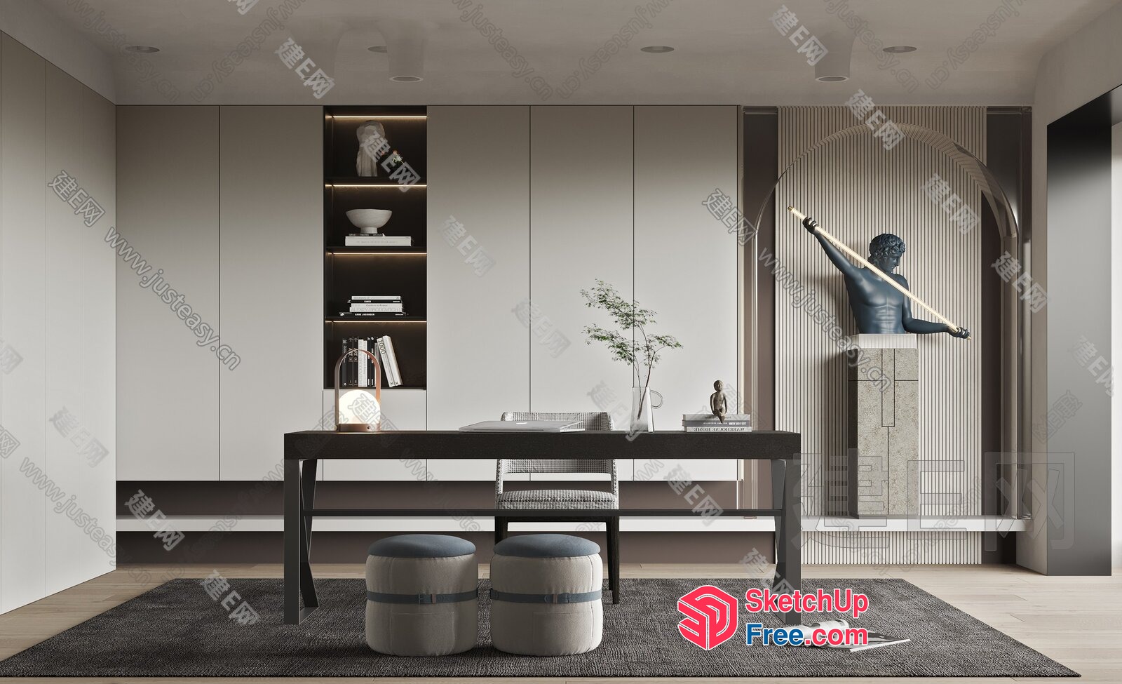 Modern Office Space With Sleek Furniture And Decor 3D SketchUp File