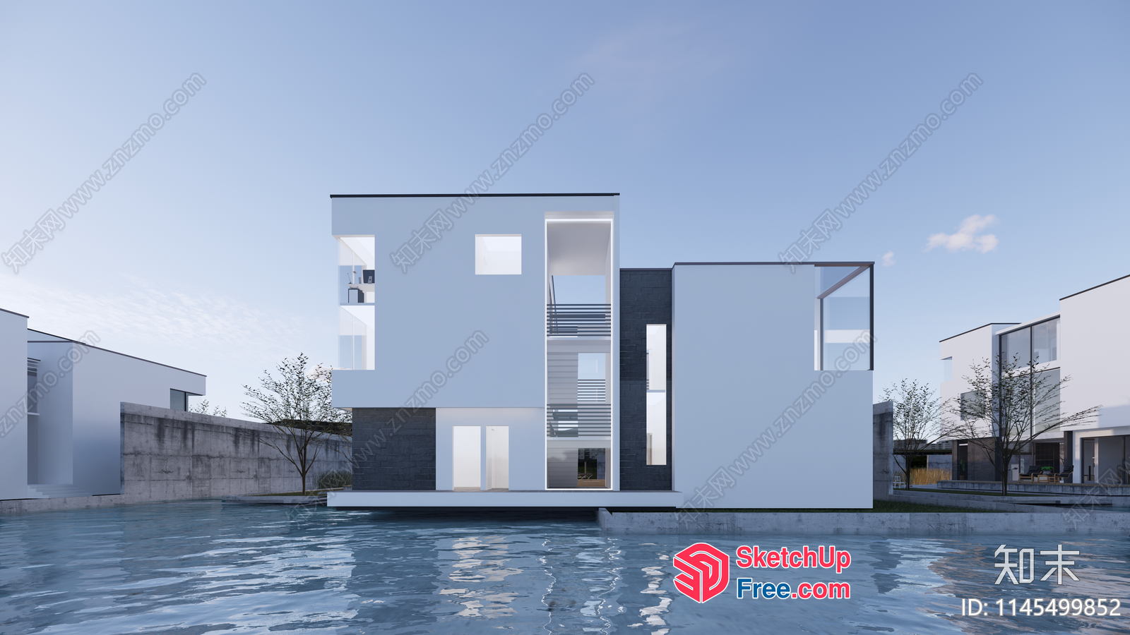 Modern Minimalist Exterior Villa Design 3D SketchUp File