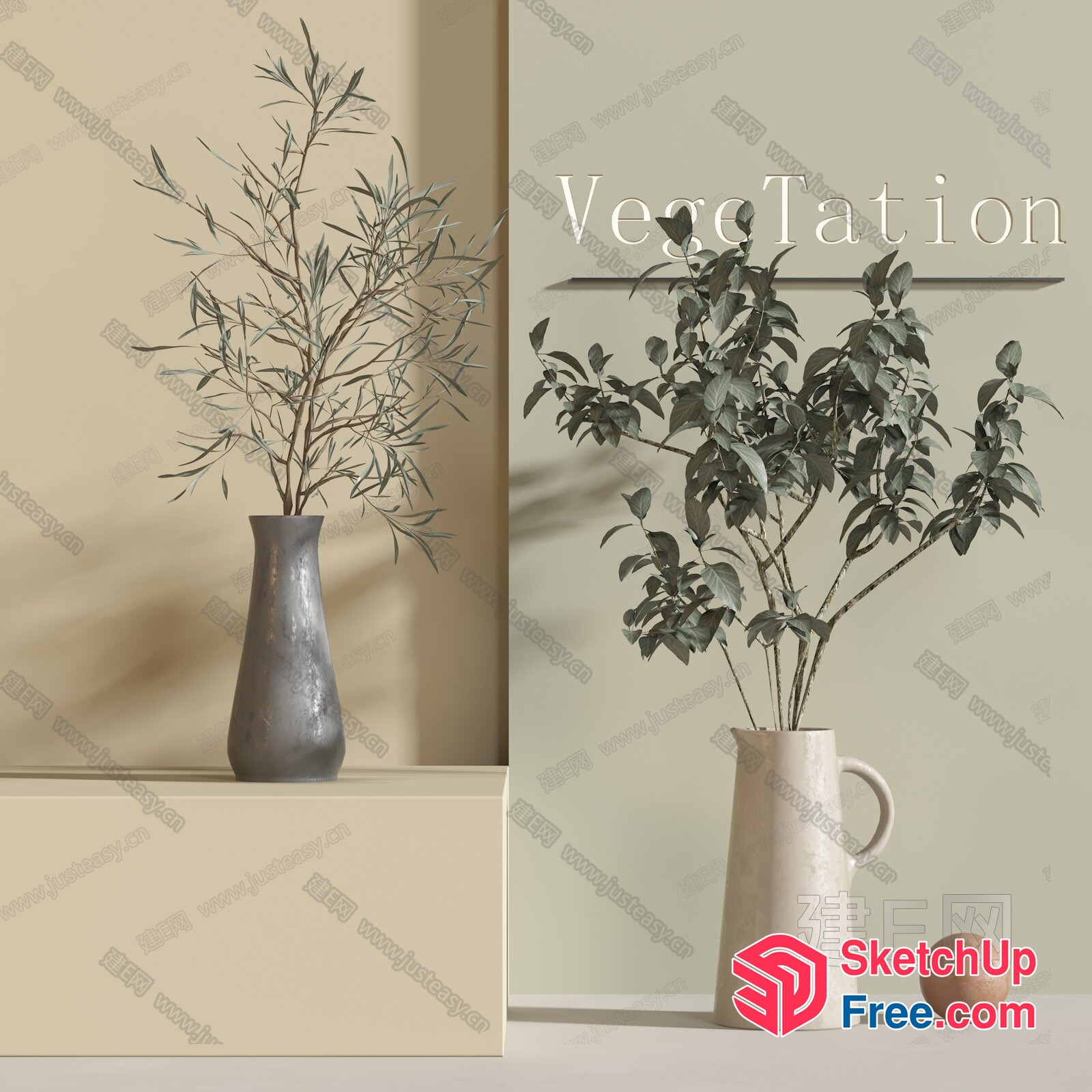 Minimalist Style Home Decor With Greenery 3D SketchUp File