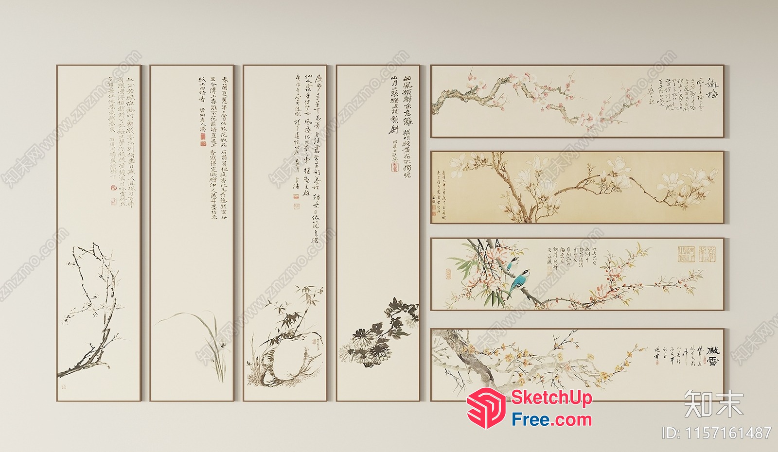 Traditional Asian-Inspired Artwork Collection 3D SketchUp File