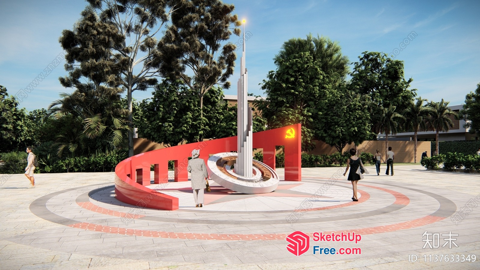 Spiral-Shaped Monument In A Park 3D SketchUp File