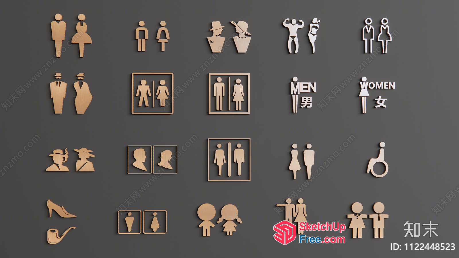 Bathroom Signage 3D SketchUp File