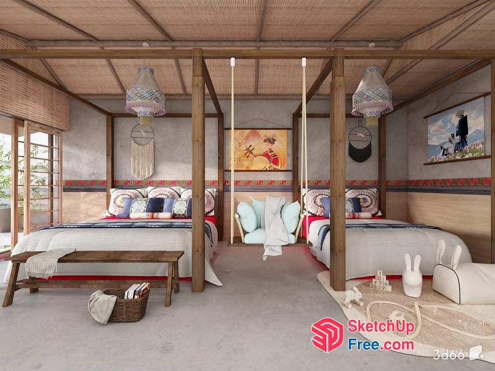 Elegant And Cozy Children'S Bedroom Interior 3D SketchUp File