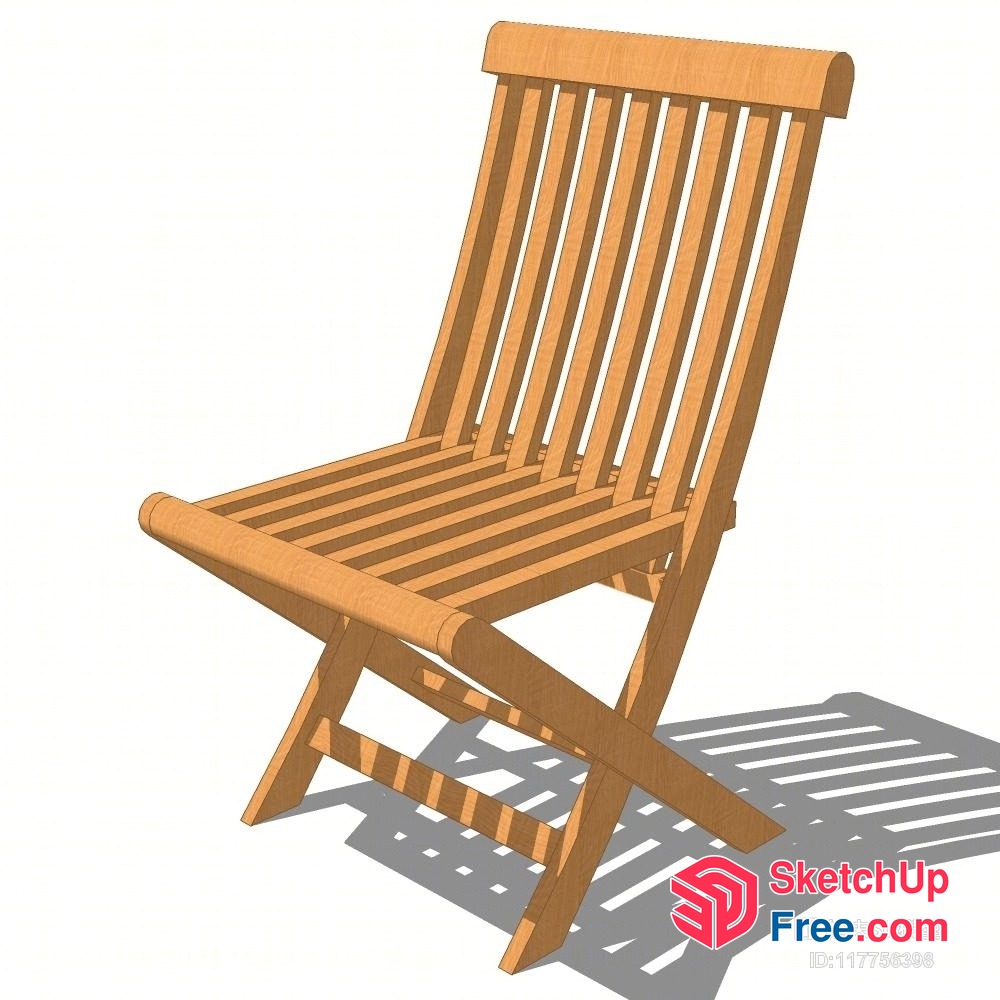 Wooden Folding Chair With Slatted Back And Seat 3D SketchUp File