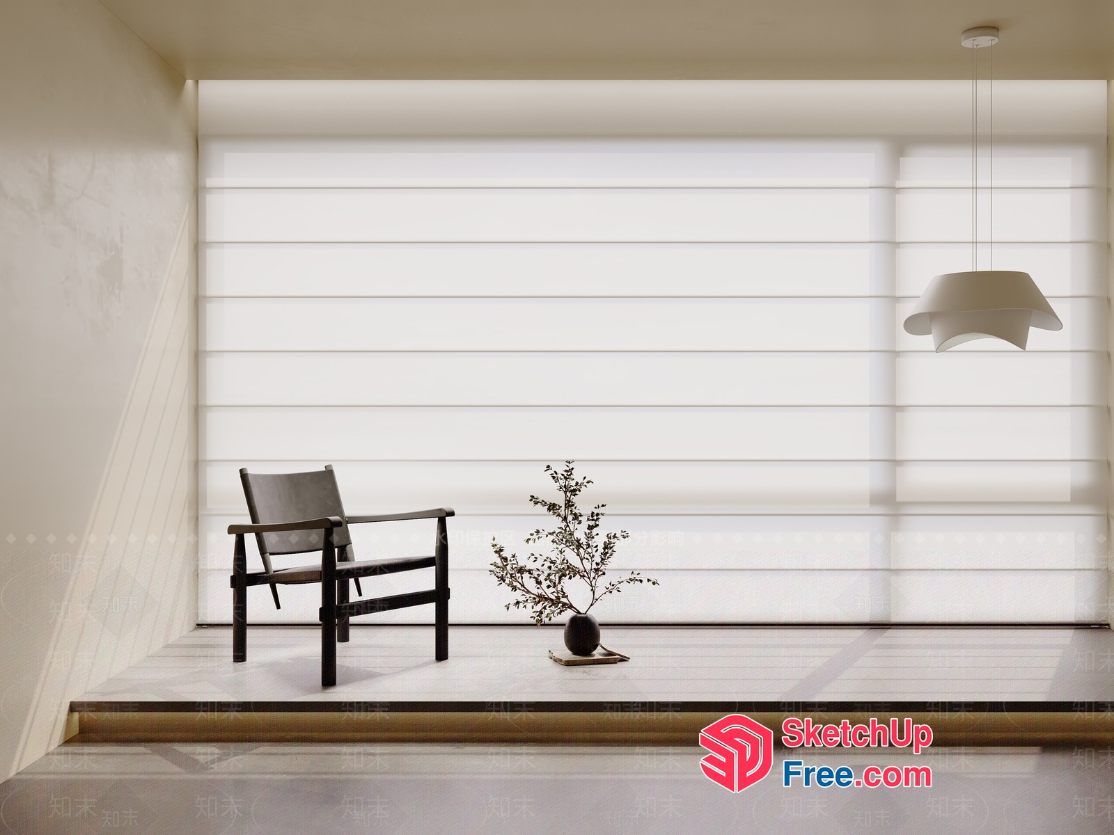 Simple Modern Interior With Large Window And Minimalist Decor 3D SketchUp File