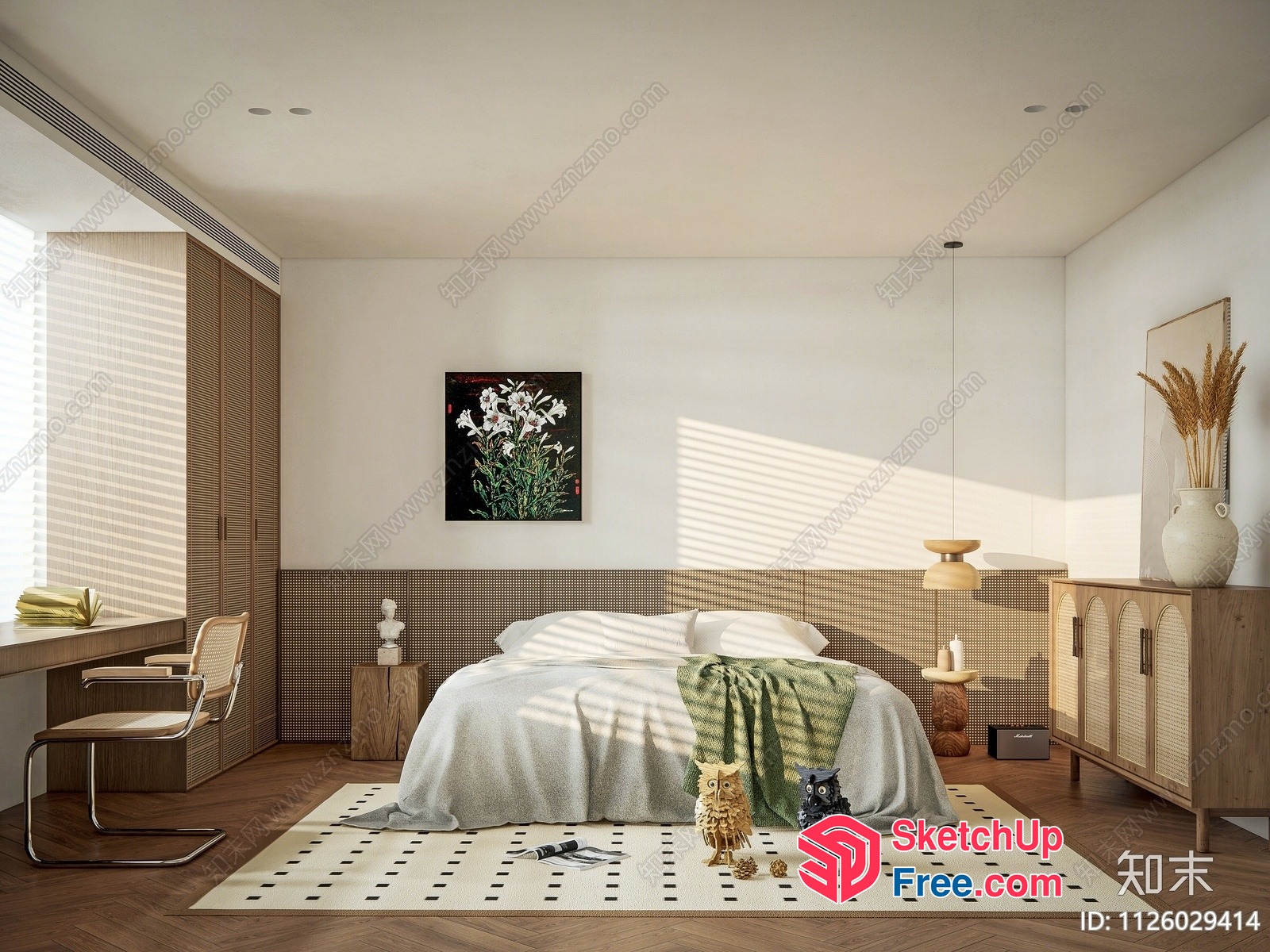 Elegant And Cozy Minimalist Bedroom Decor 3D SketchUp File