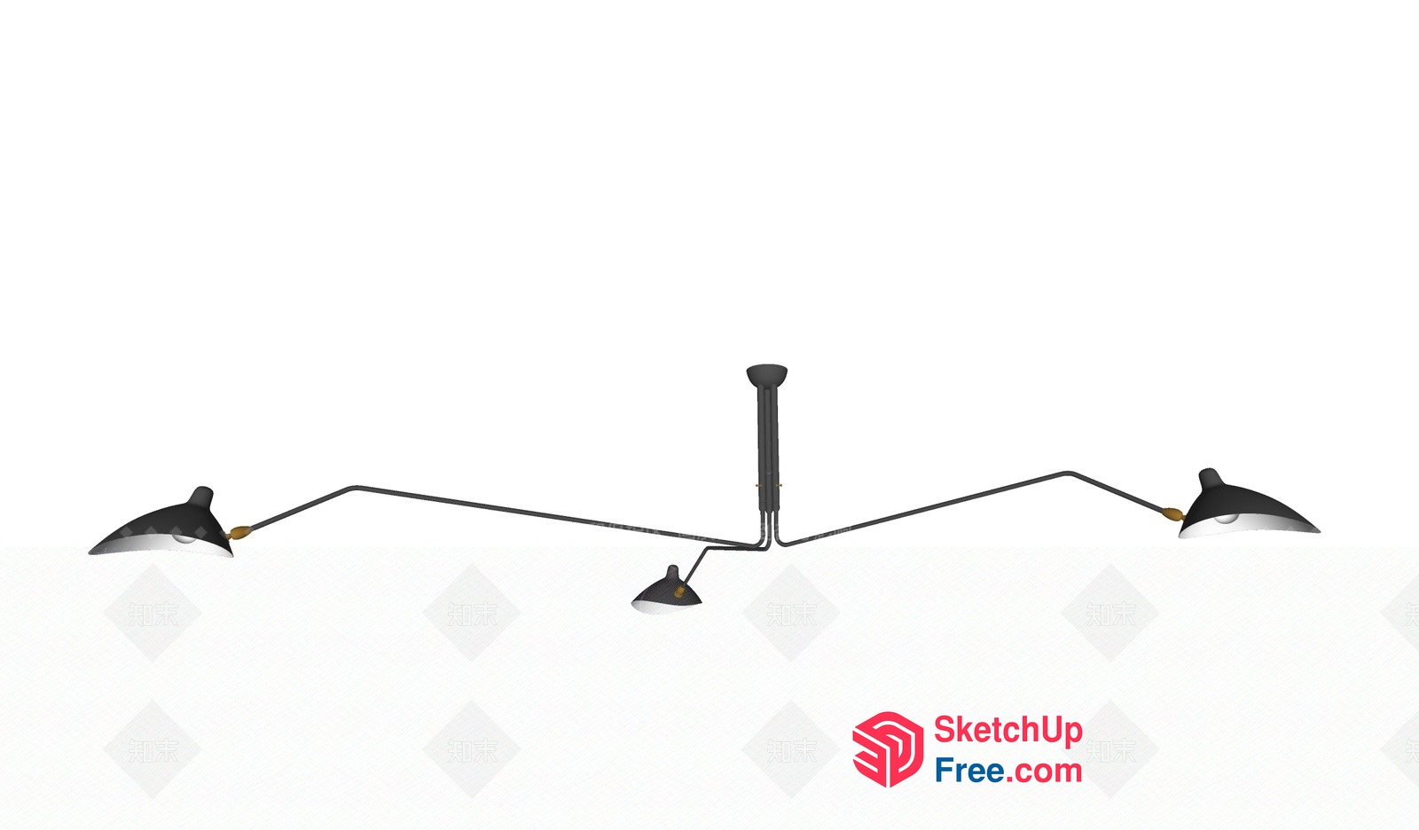 Suspended Light Fixture With Three Adjustable Arms 3D SketchUp File