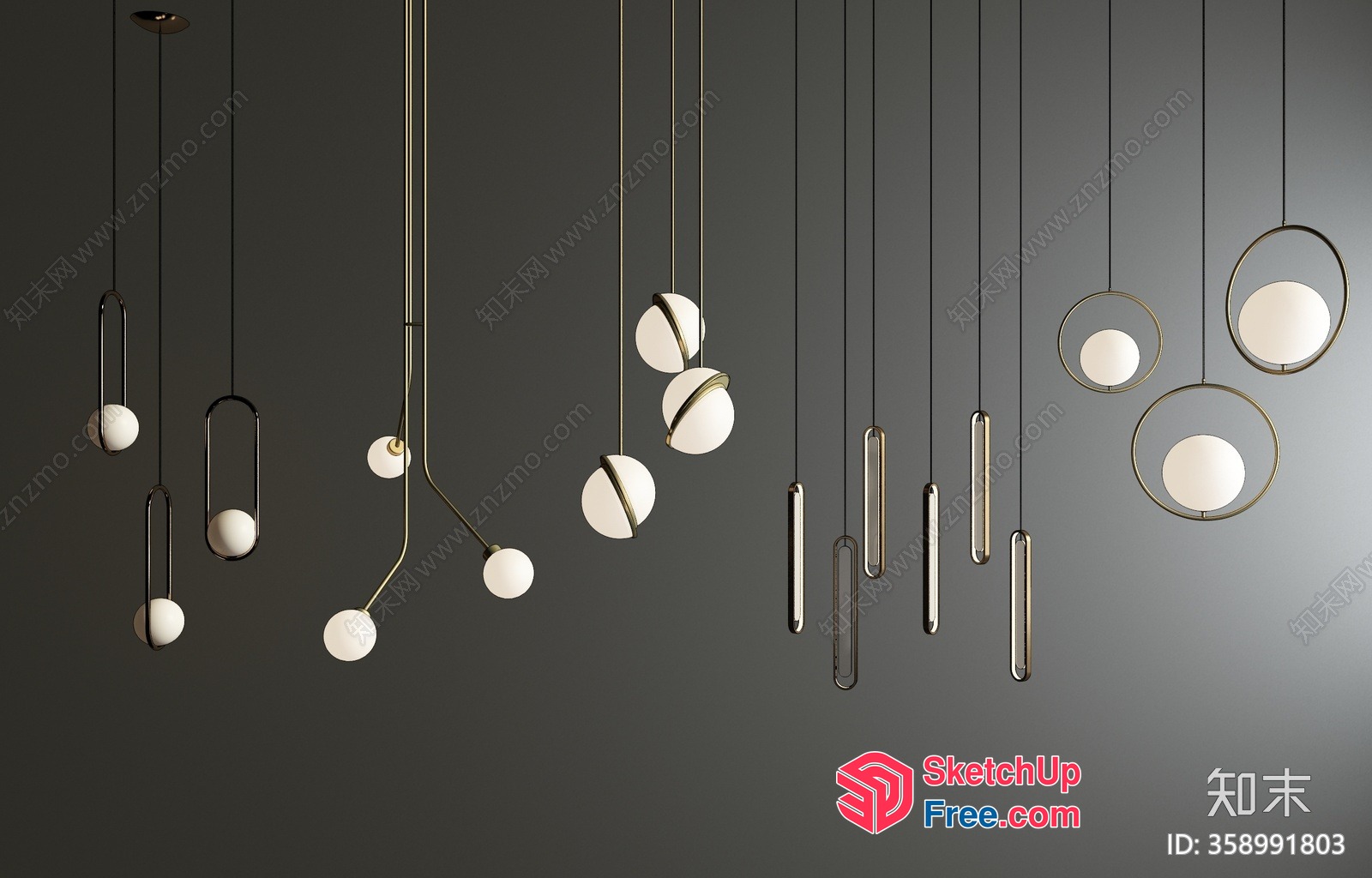 Elegant Minimalist Hanging Light Fixtures 3D SketchUp File