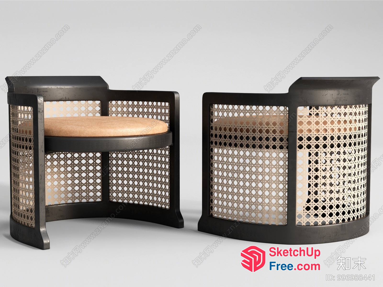 Rattan Furniture Set With Cushions 3D SketchUp File