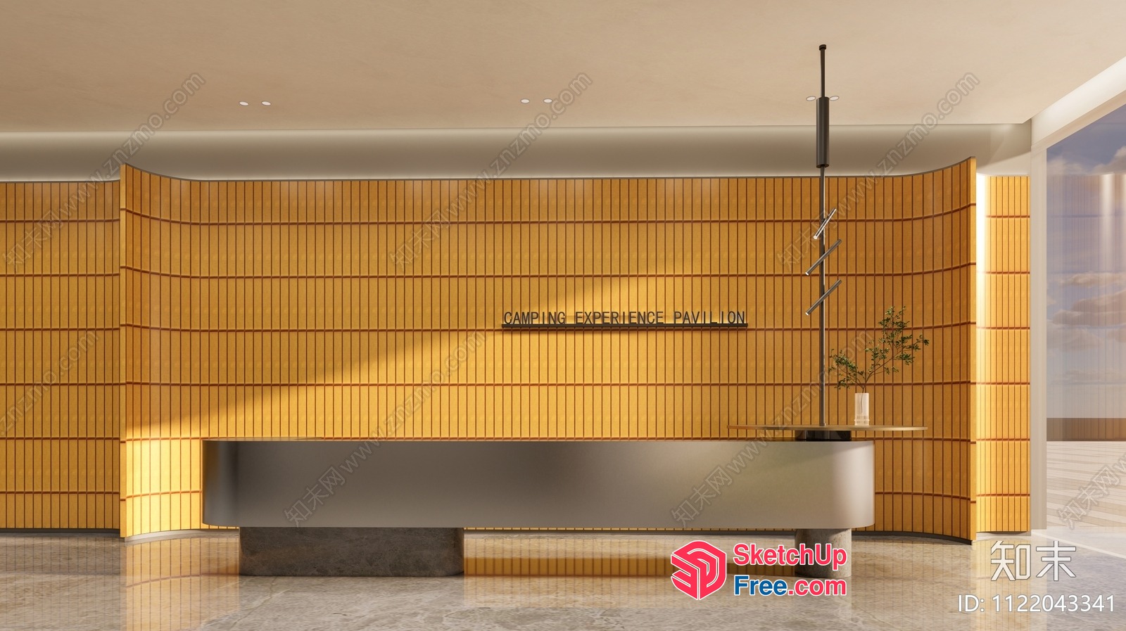 Modern Reception Desk In A Sleek Office 3D SketchUp File