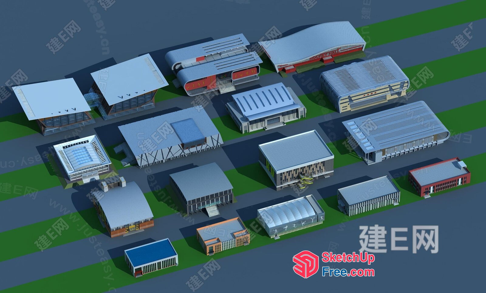 3D Model Of Various Buildings And Structures 3D SketchUp File