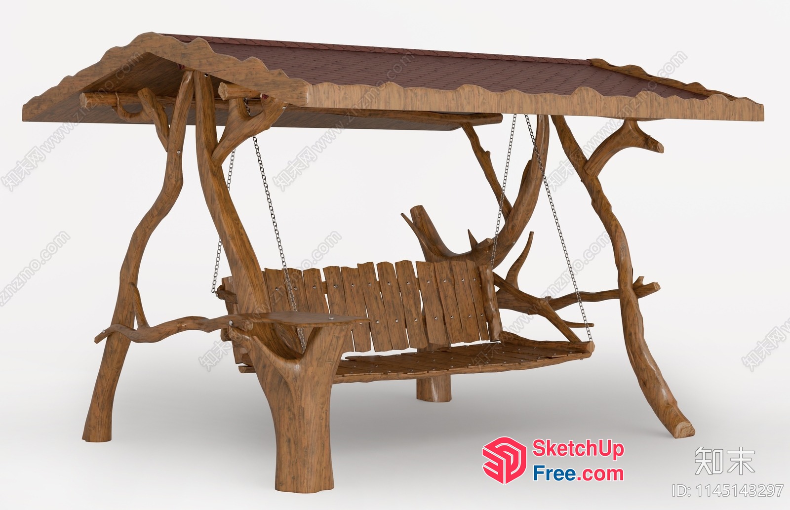 Rustic Outdoor Swing With Canopy 3D SketchUp File