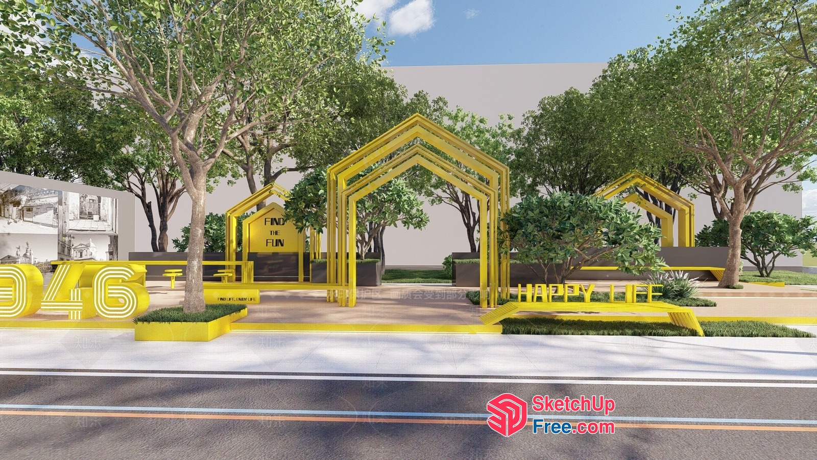 Yellow Modern Architectural Entrance 3D SketchUp File