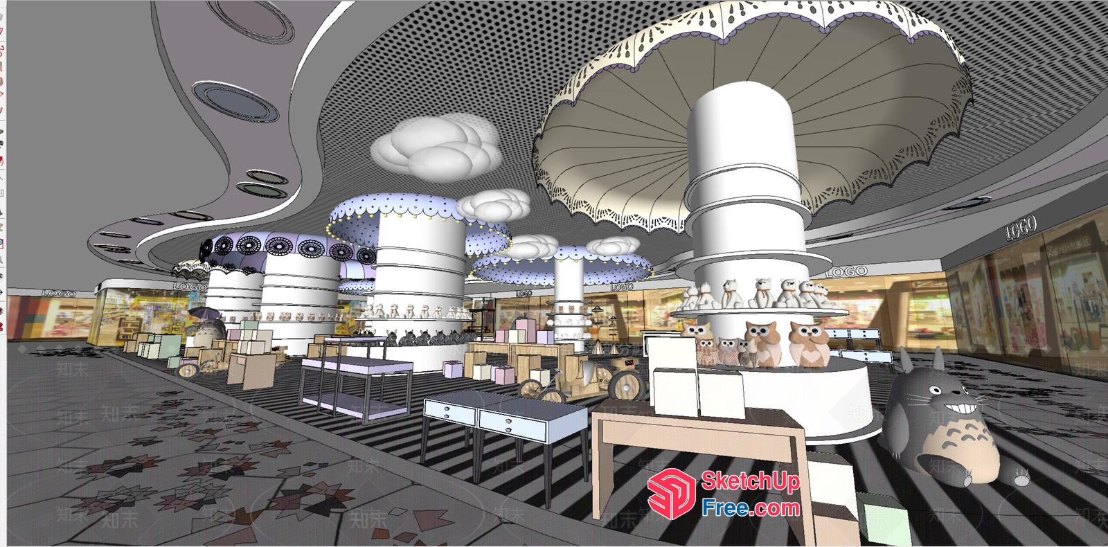 Modern Japanese-Inspired Interior Design Showroom 3D SketchUp File