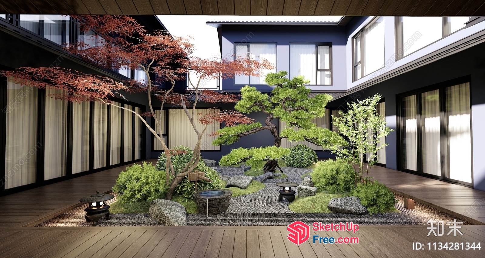 Japanese Style Garden Courtyard 3D SketchUp File
