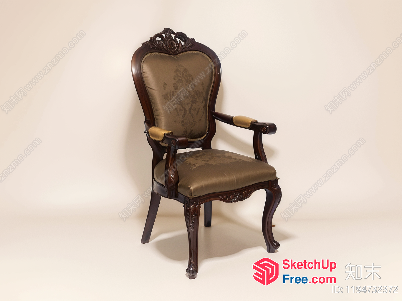 Ornate Wood And Upholstered Chair 3D SketchUp File