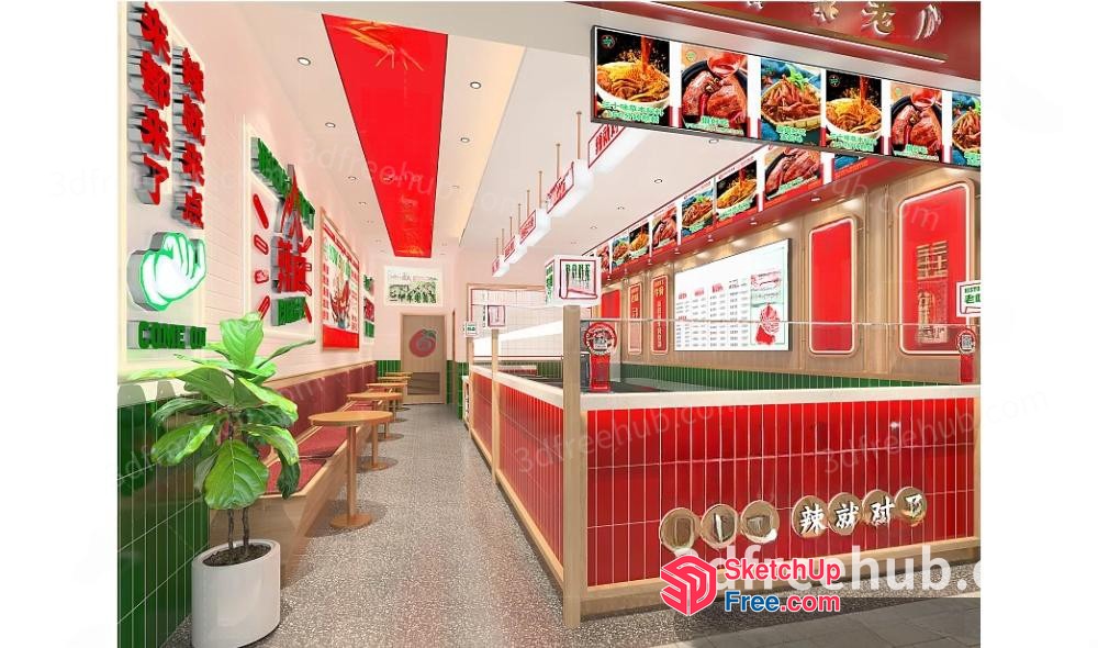 Chinese Restaurant Interior 3D SketchUp File