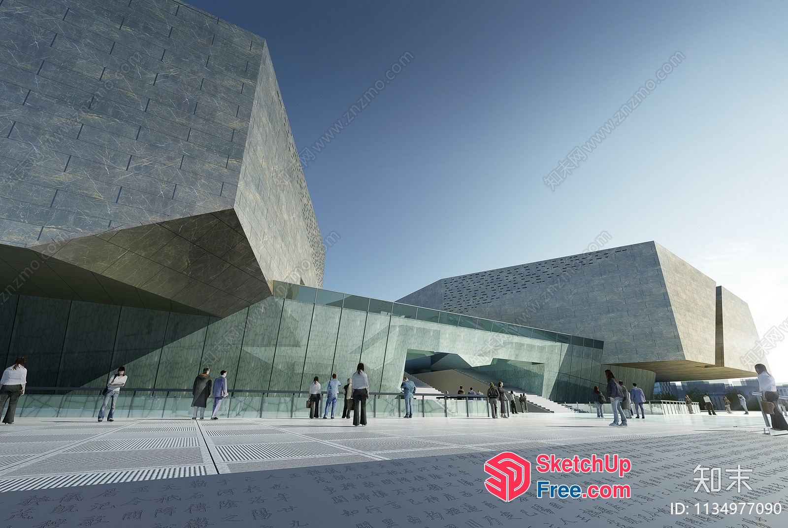 Futuristic Modern Glass Building Exterior 3D SketchUp File