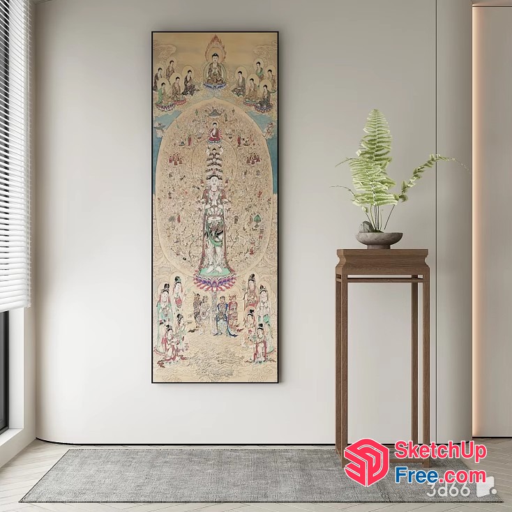 Traditional Asian-Inspired Artwork 3D SketchUp File