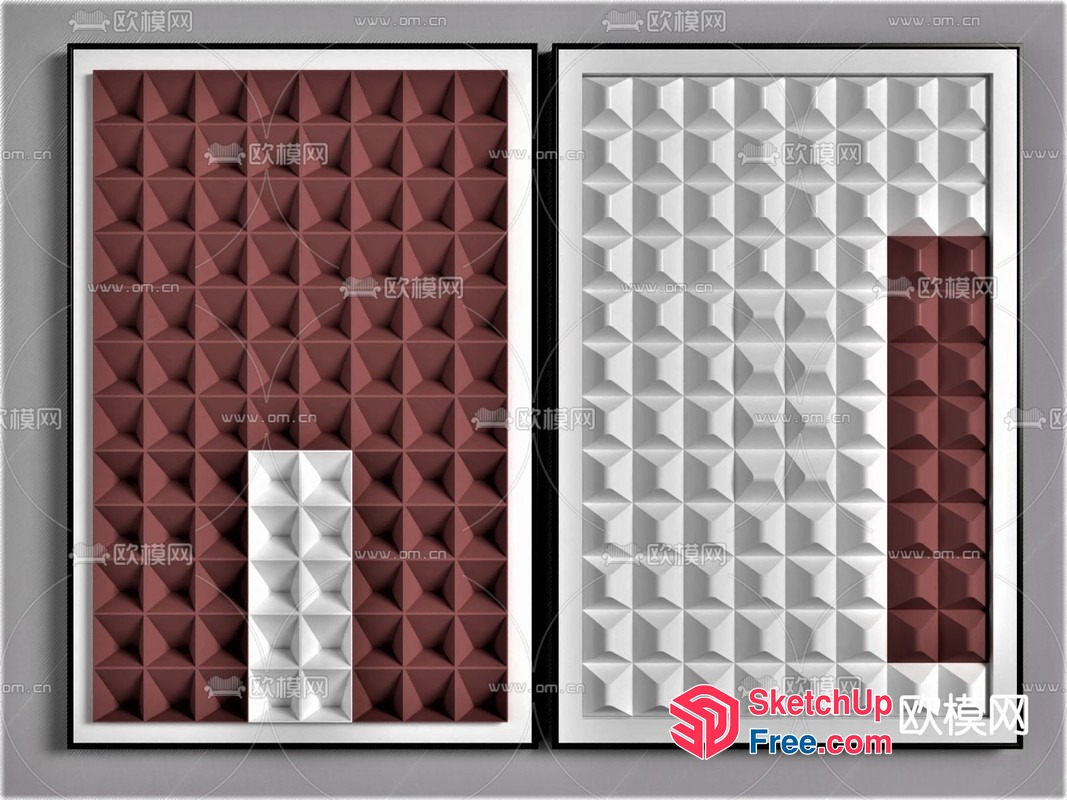 Geometric Patterned Wall Panels 3D SketchUp File