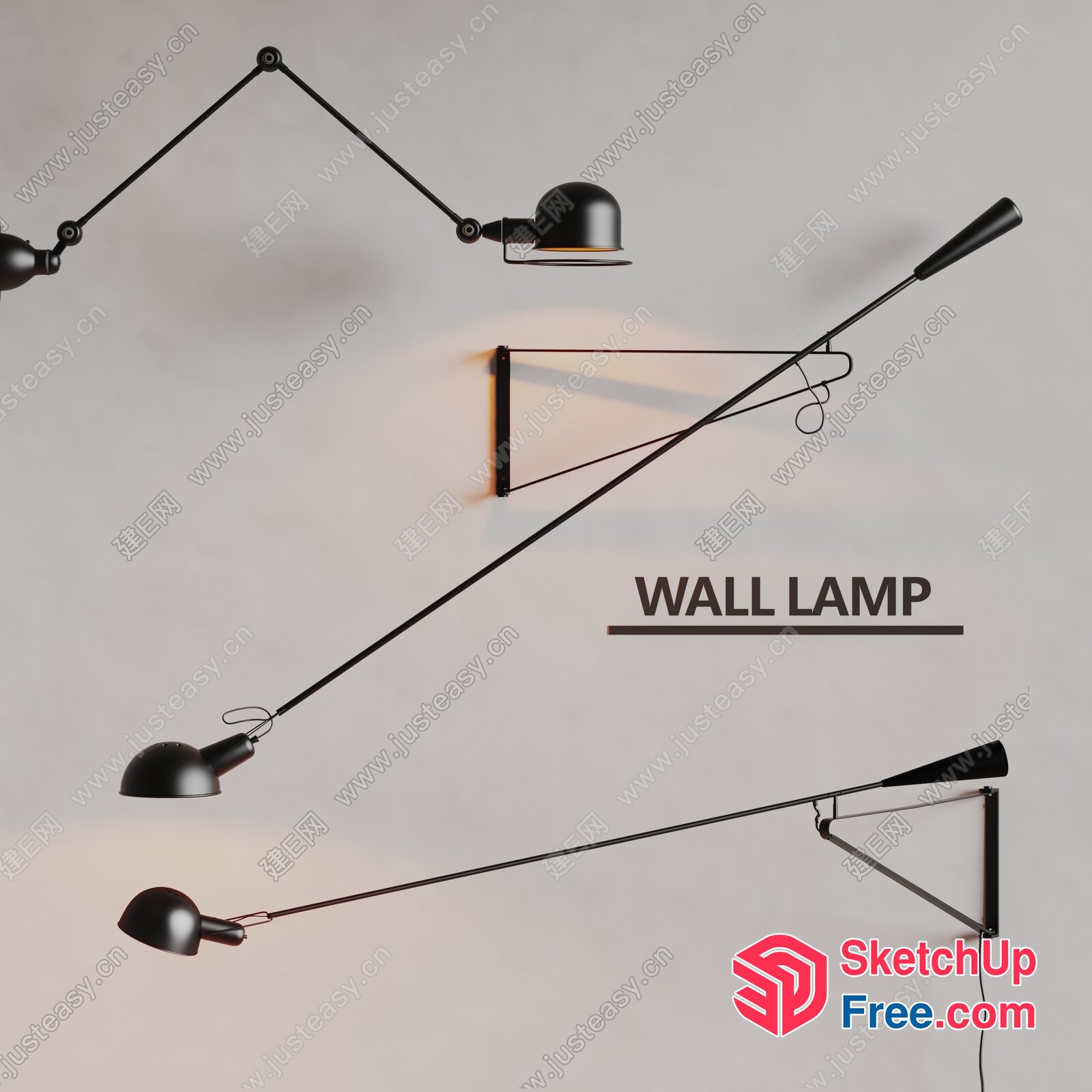 Black Metal Adjustable Wall Lamp 3D SketchUp File