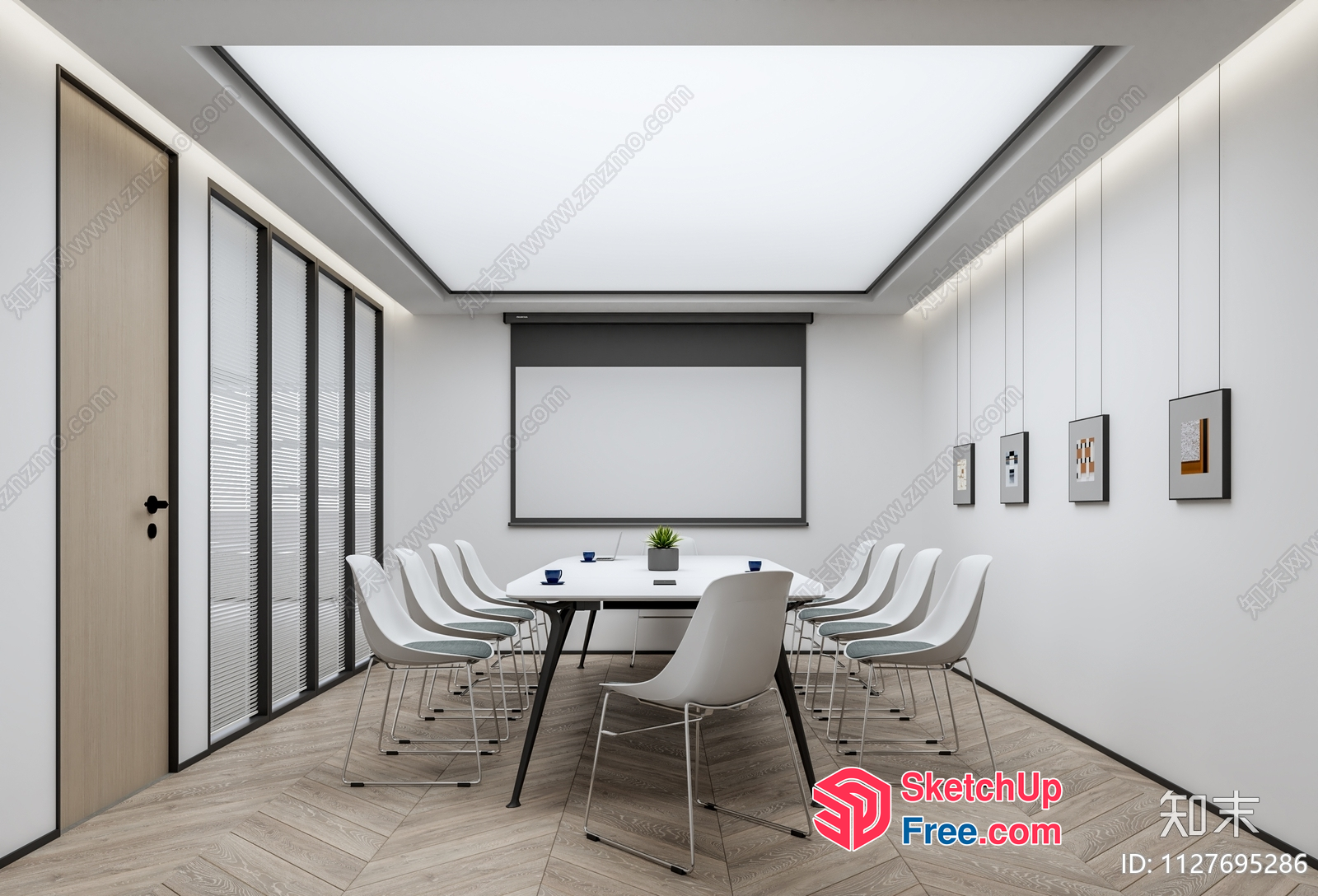 Modern Conference Room With Sleek White And Gray Decor 3D SketchUp File